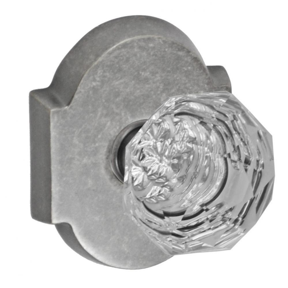 Crystal Clear Knob with Beveled Scalloped Rose Passage Set in Antique