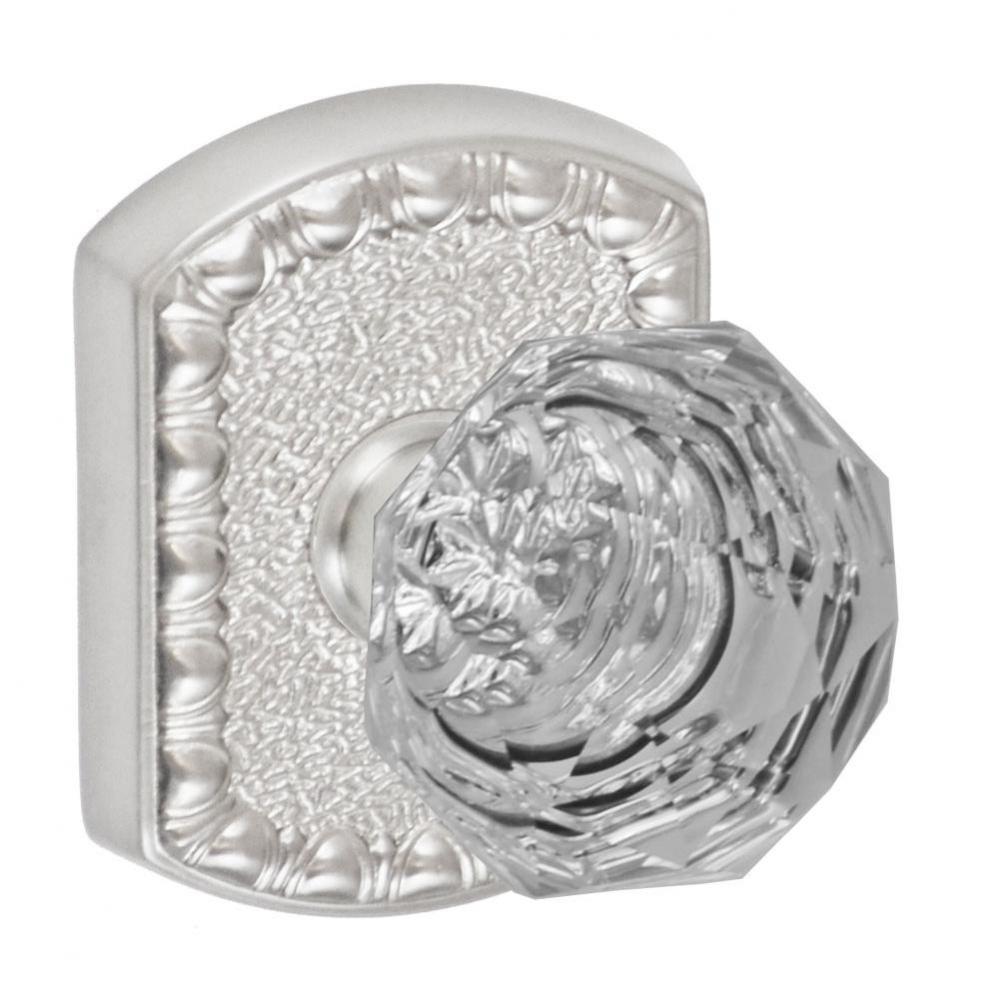 Crystal Clear Knob with Olde World Rose Privacy Set in Brushed