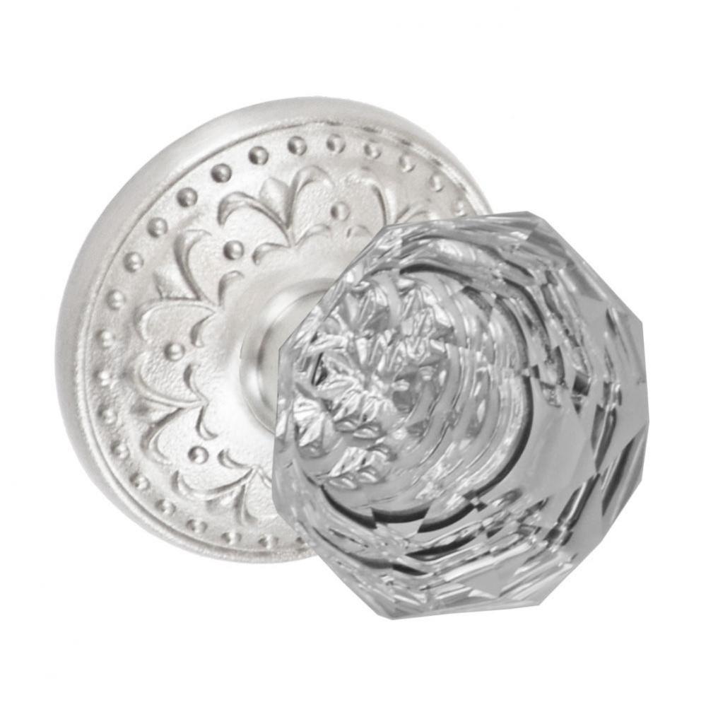 Crystal Clear Knob with Venice  Rose Privacy Set in Brushed