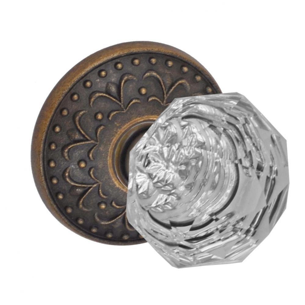 Crystal Clear Knob with Venice  Rose Privacy Set in Medium