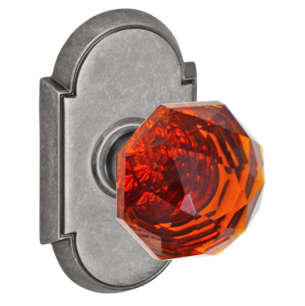 Amber Crystal Glass Knob with Tarvos Rose Dummy Single in Antique