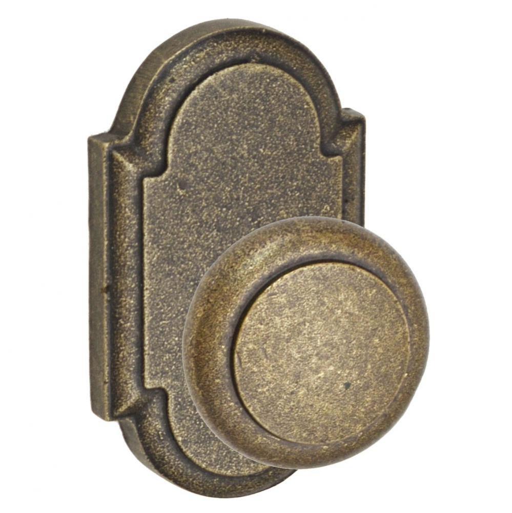 Flat Iron Knob with El Tovar Scalloped Rose Privacy Set in Medium Relic