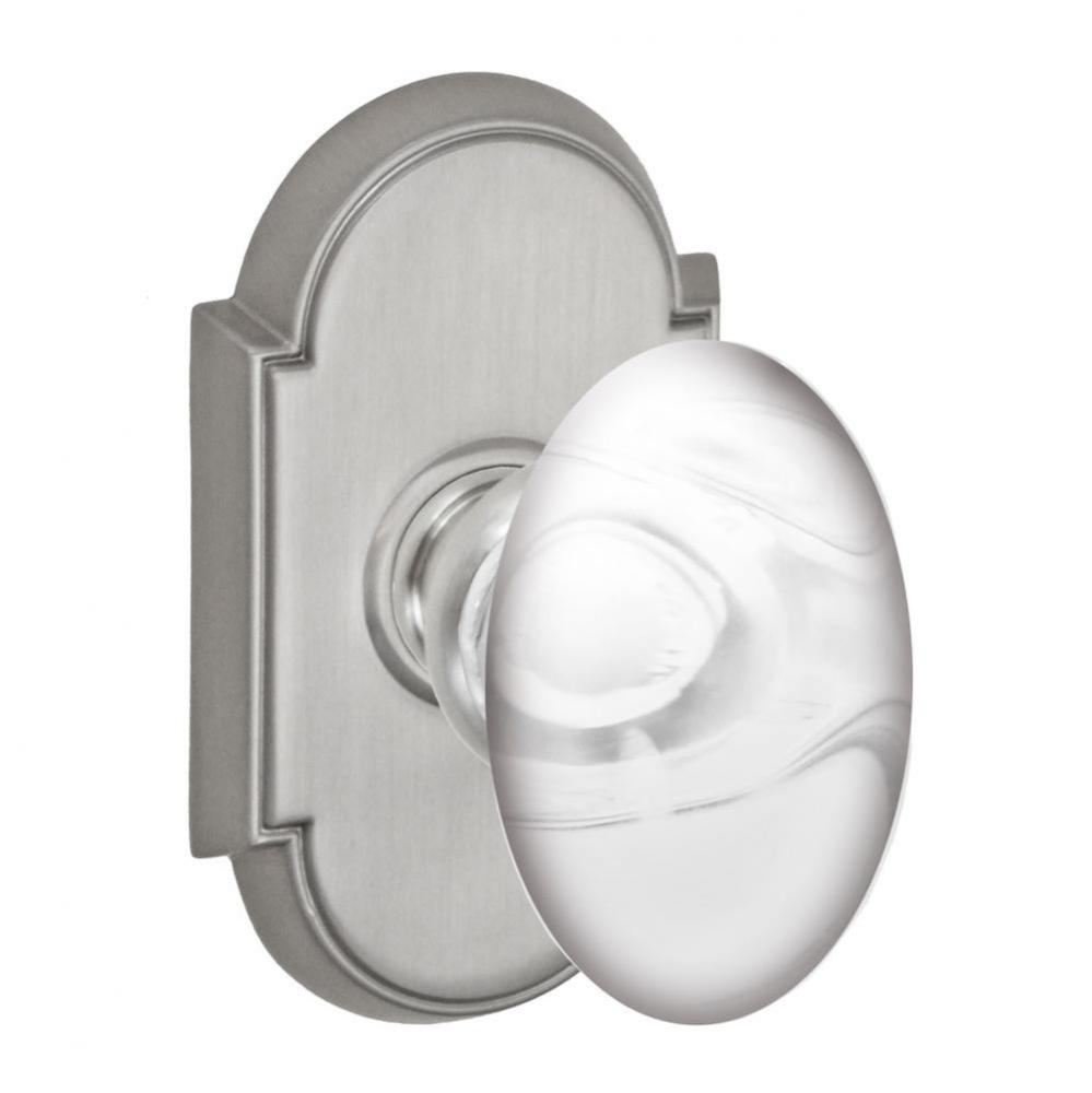 Glass Egg Knob with Tarvos Rose Passage Set in Brushed