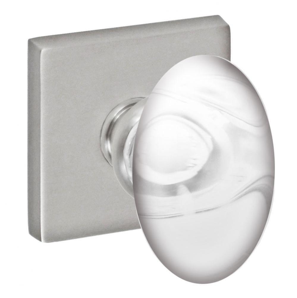 Glass Egg Knob with Square Rose Dummy Single in Brushed