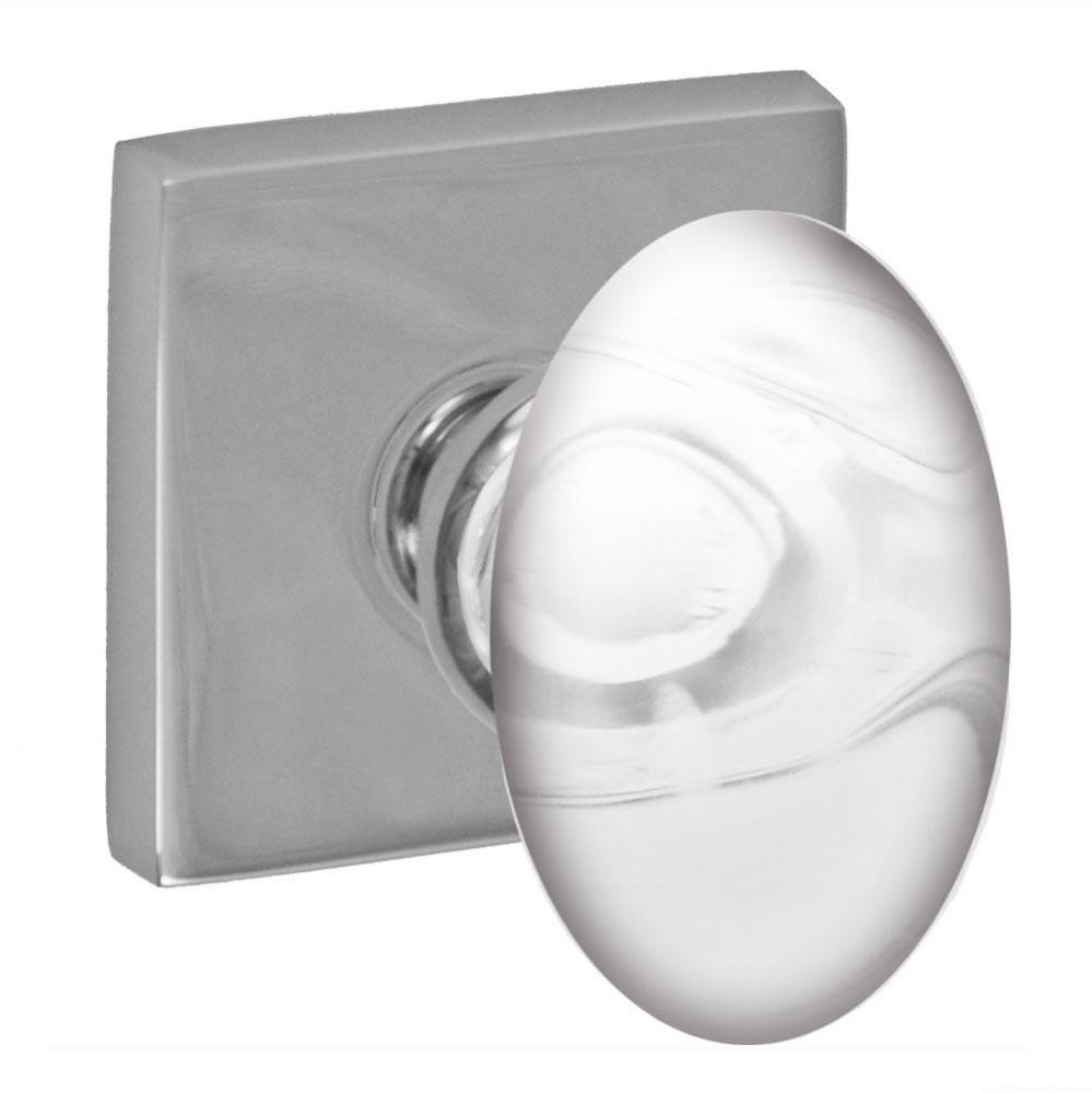 Glass Egg Knob with Square Rose Privacy Set in Polished