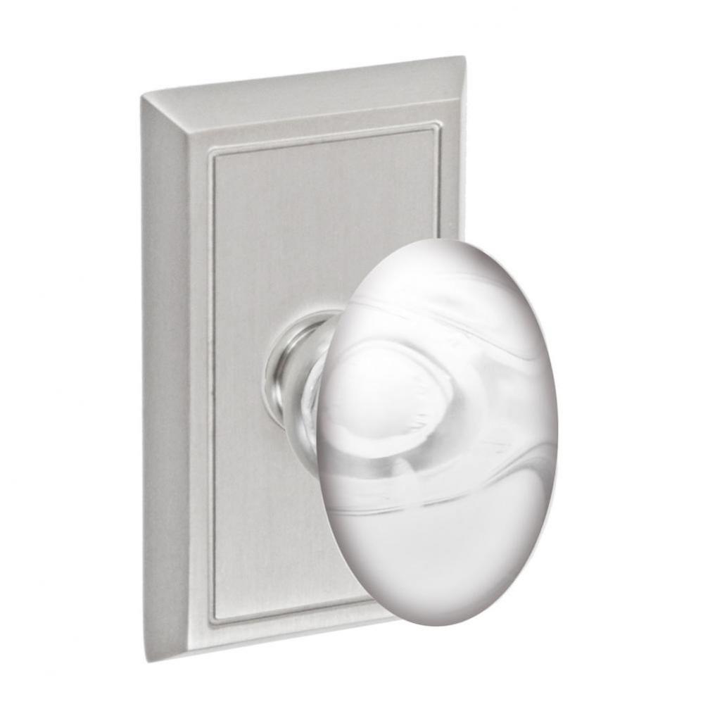 Glass Egg Knob with Shaker Rose Privacy Set in Brushed