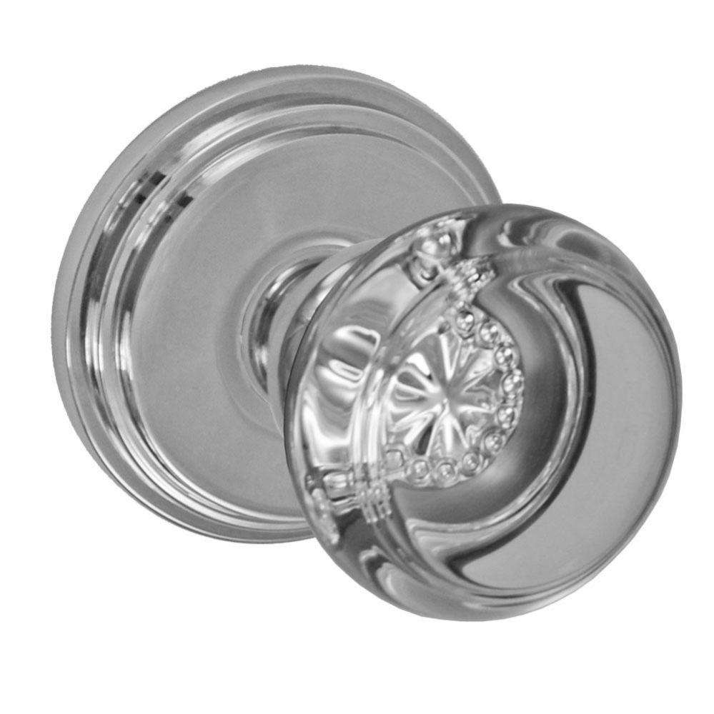 Flat Iron Glass Knob with Stepped  Rose Dummy Single in Polished