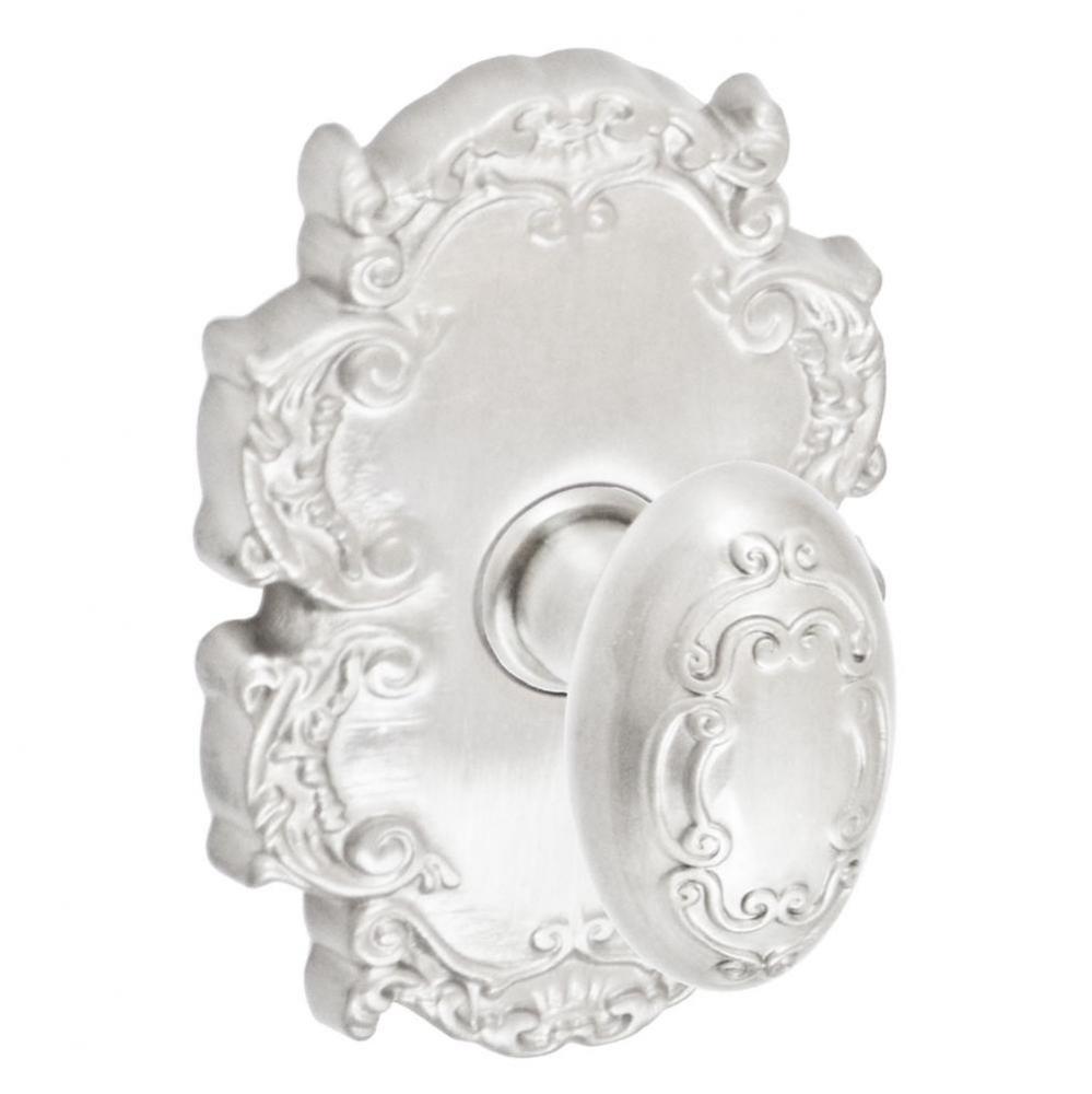 Scroll Egg Knob with Victorian Rose Dummy Single in Brushed