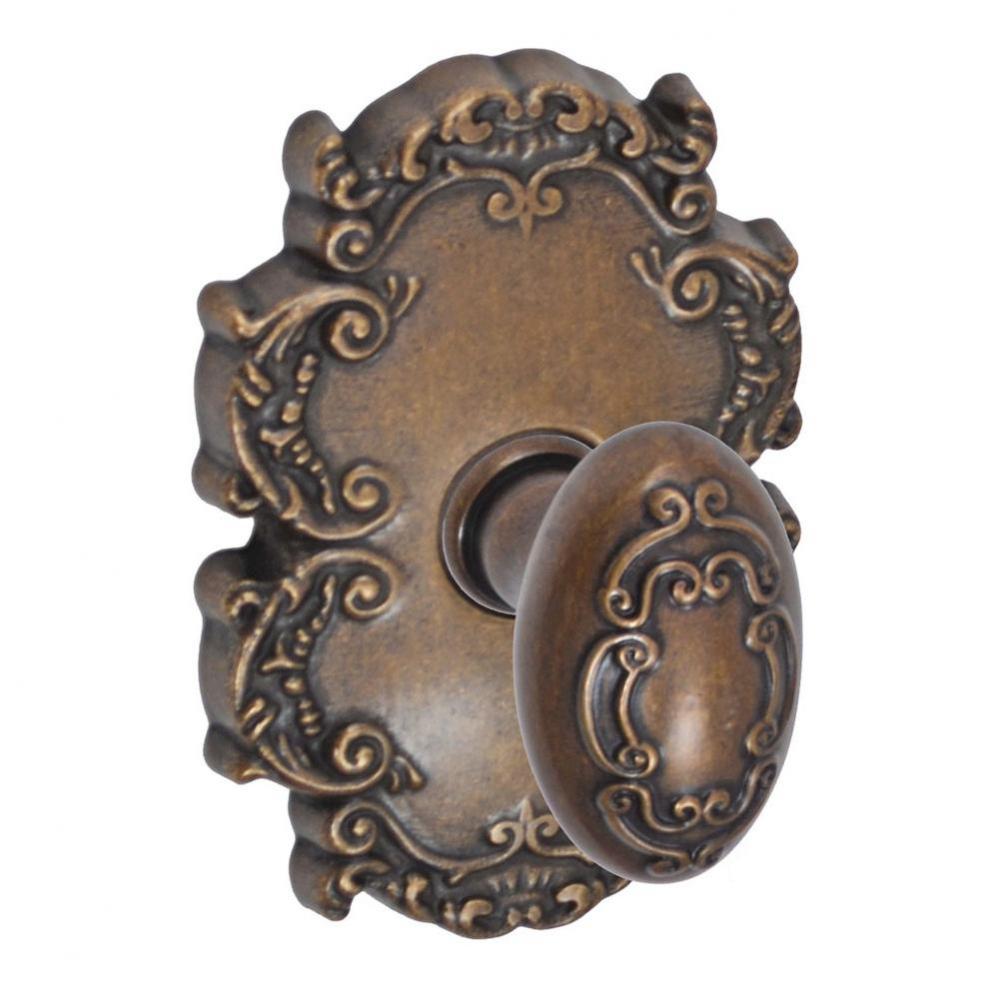 Scroll Egg Knob with Victorian Rose Passage Set in Medium