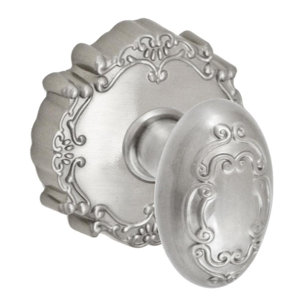 Scroll Egg Knob with Round Victorian Rose Dummy Single in Brushed