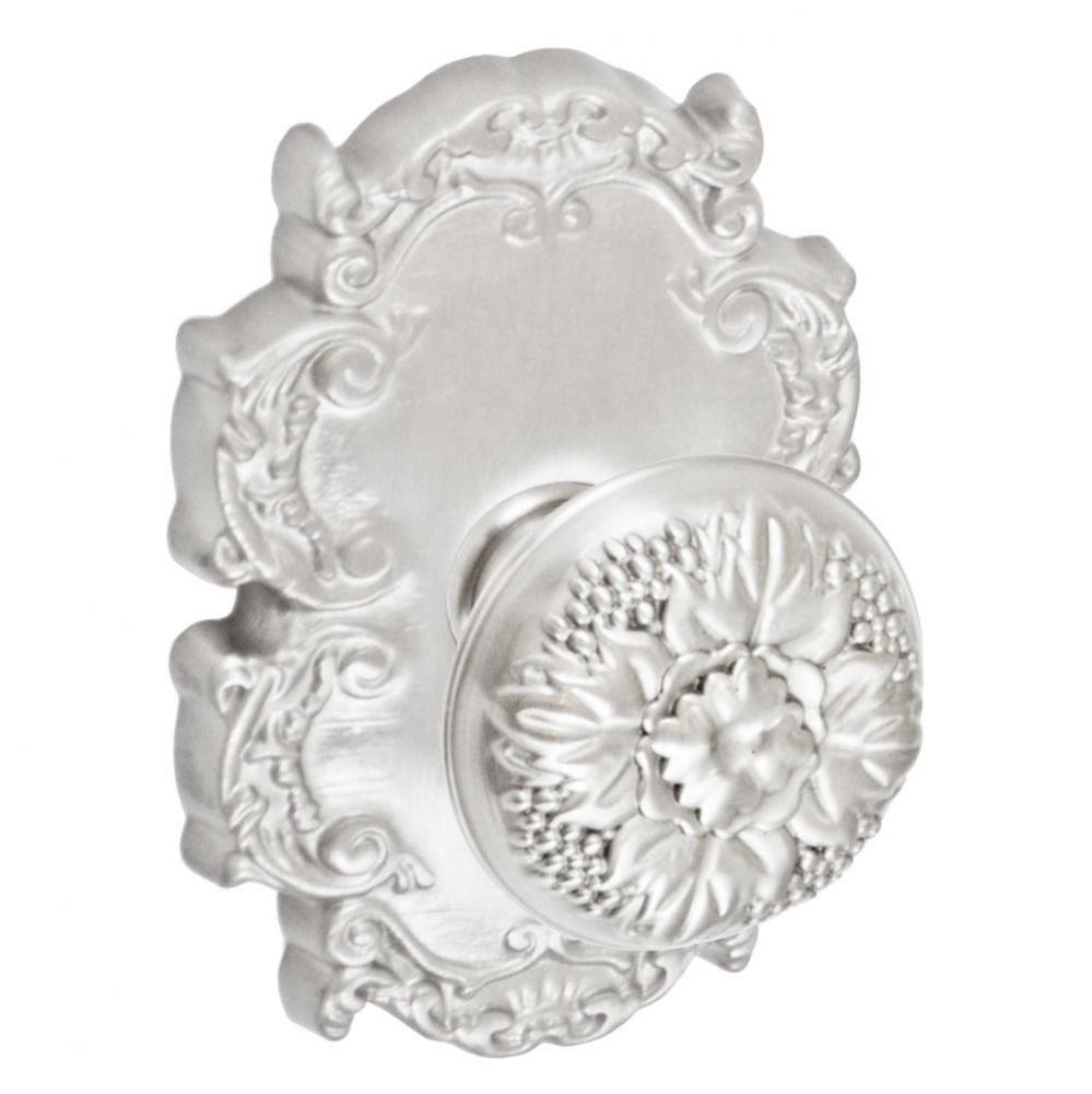 Floral Half-Round Knob with Victorian Rose Dummy Single in Brushed