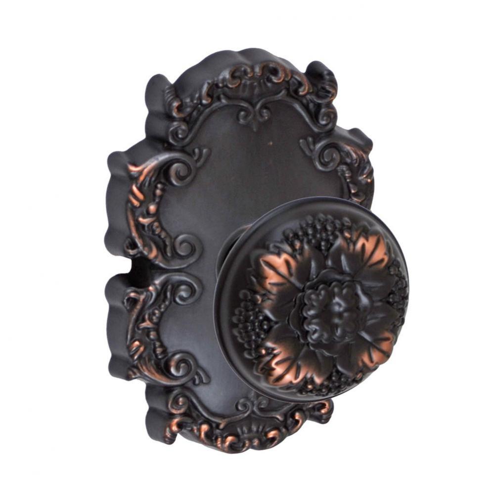 Floral Half-Round Knob with Victorian Rose Passage Set in Oil Rubbed