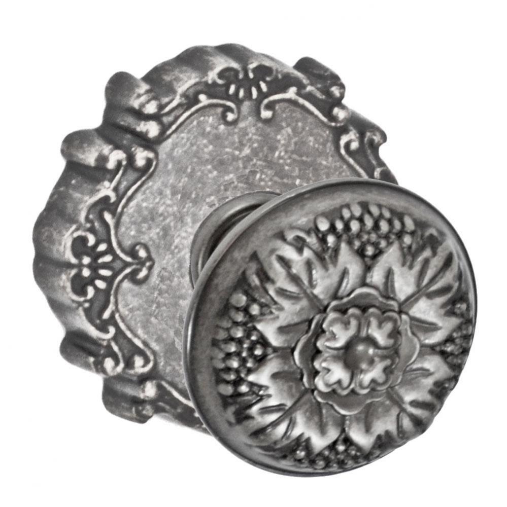 Floral Half-Round Knob with Round Victorian Rose Dummy Single in Antique