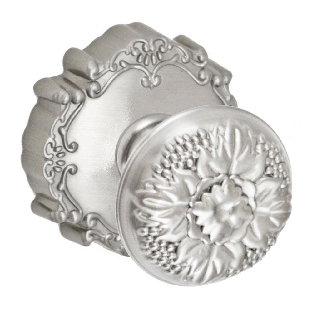 Floral Half-Round Knob with Round Victorian Rose Passage Set in Brushed
