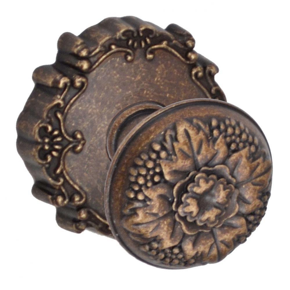 Floral Half-Round Knob with Round Victorian Rose Dummy Single in Medium