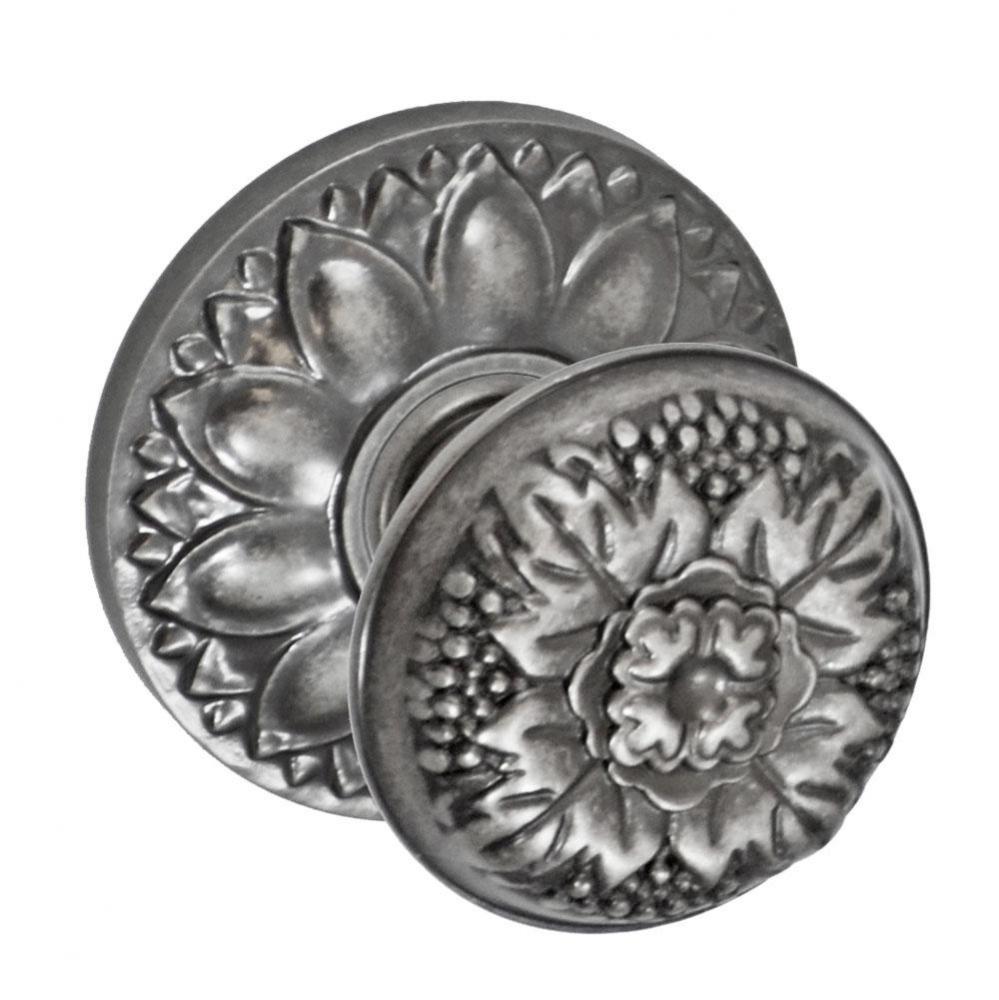 Floral Half-Round Knob with Floral Rose Dummy Single in Antique