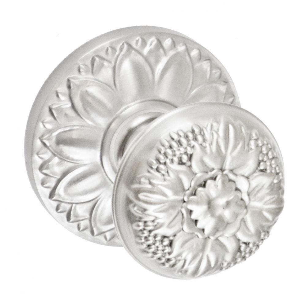 Floral Half-Round Knob with Floral Rose Dummy Single in Brushed