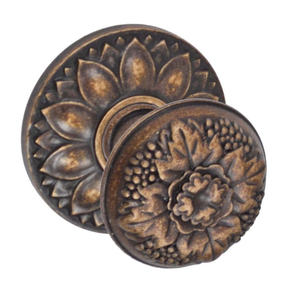 Floral Half-Round Knob with Floral Rose Dummy Single in Medium