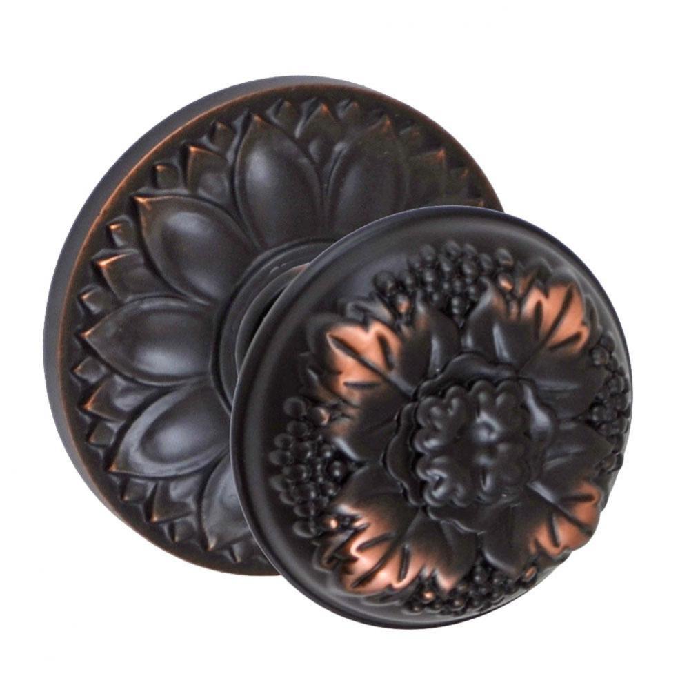 Floral Half-Round Knob with Floral Rose Dummy Single in Oil Rubbed