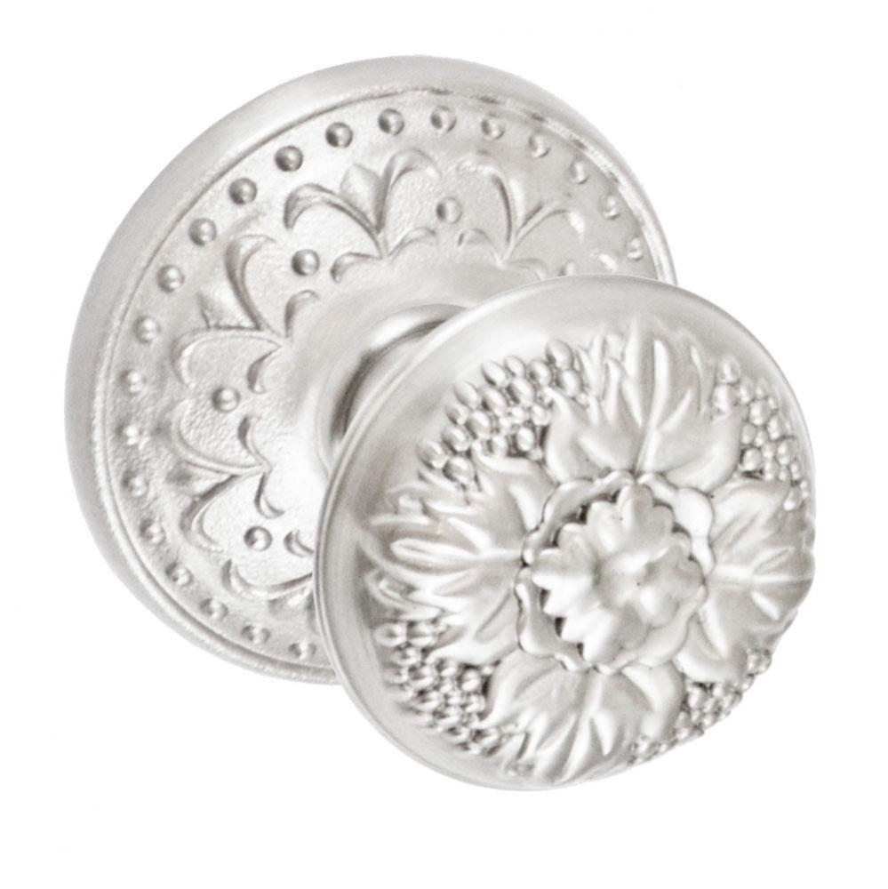 Floral Half-Round Knob with Venice  Rose Dummy Single in Brushed