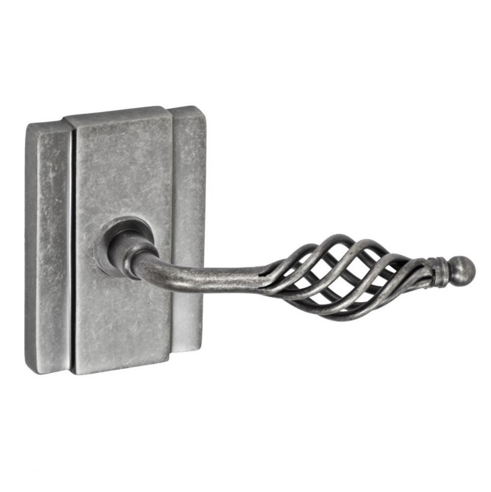 Basket Lever with Blacksmith Rose Passage Set in Antique Pewter - Right