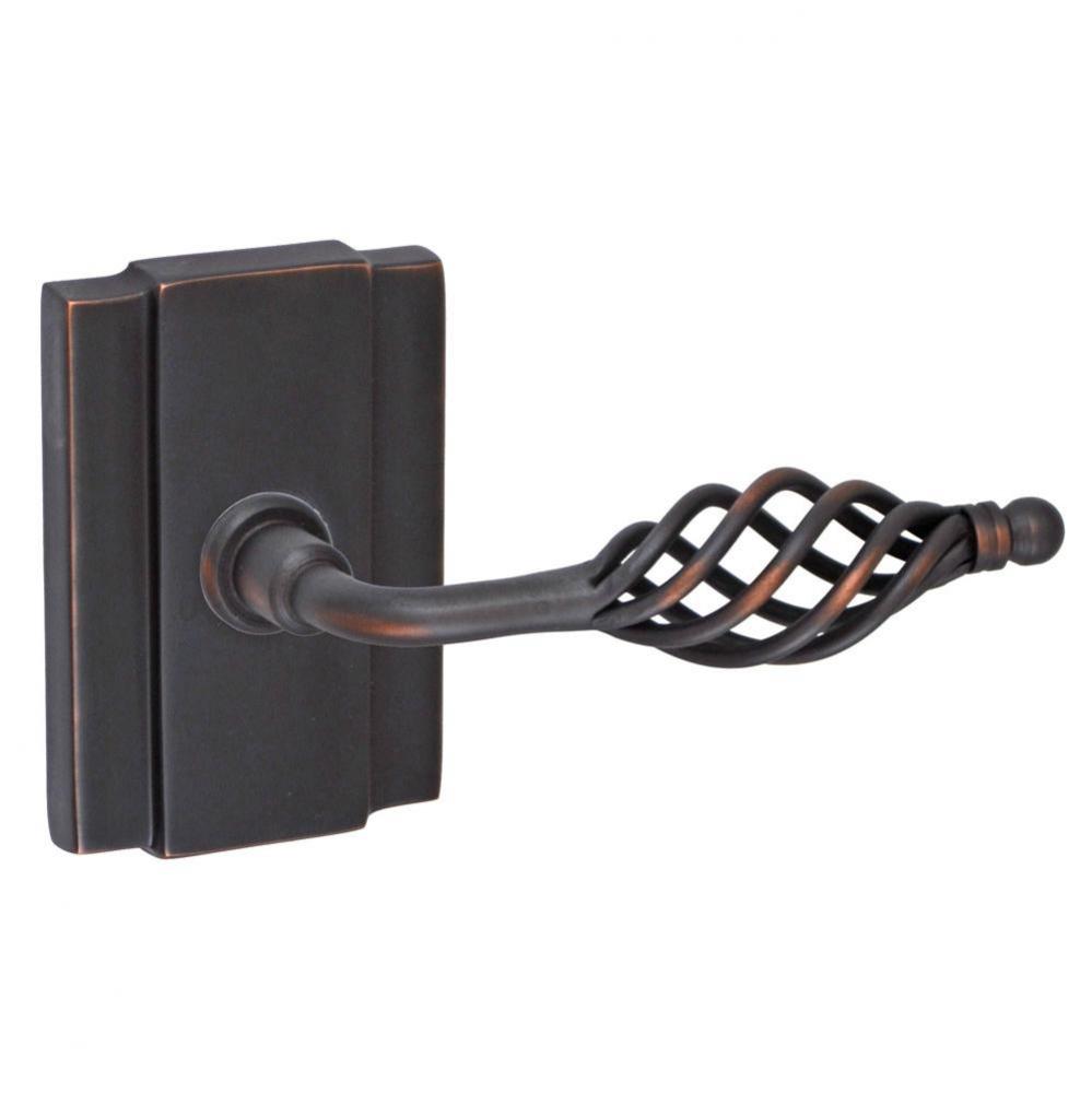 Basket Lever with Blacksmith Rose Passage Set in Oil Rubbed Bronze - Right