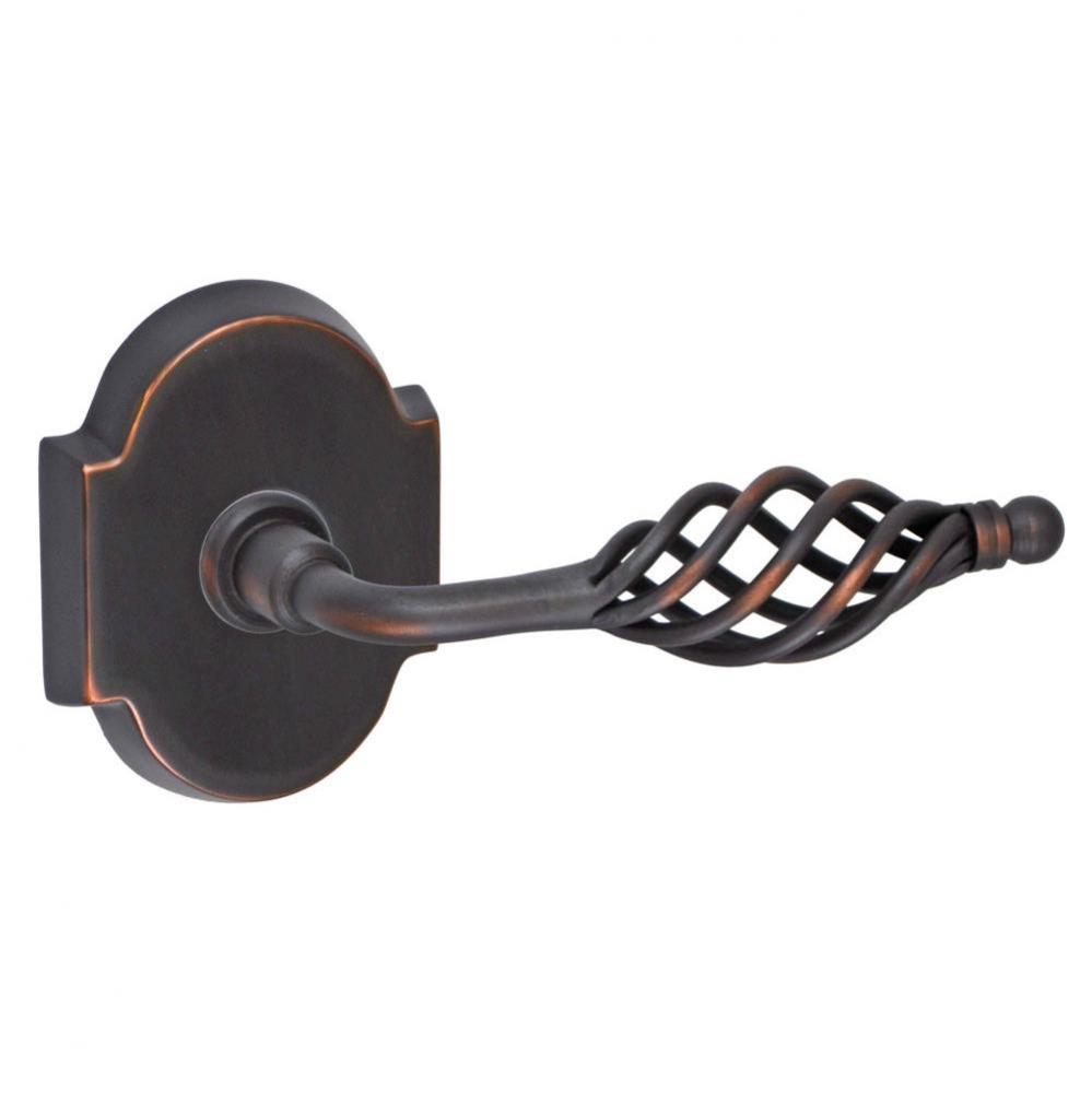 Basket Lever with Beveled Scalloped Rose Passage Set in Oil Rubbed Bronze - Right