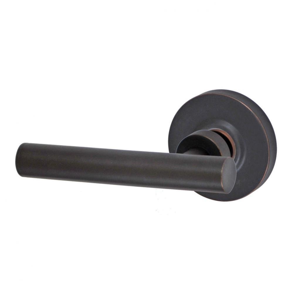 South Beach Lever with Contemporary Rose Passage Set in Oil Rubbed Bronze - Left