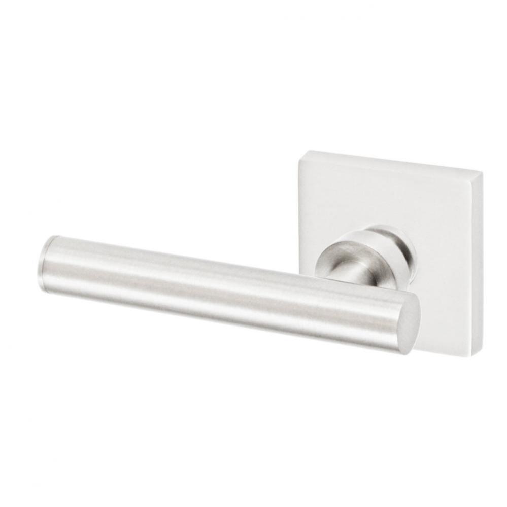 South Beach Lever with Square Rose Passage Set in Brushed Nickel - Left