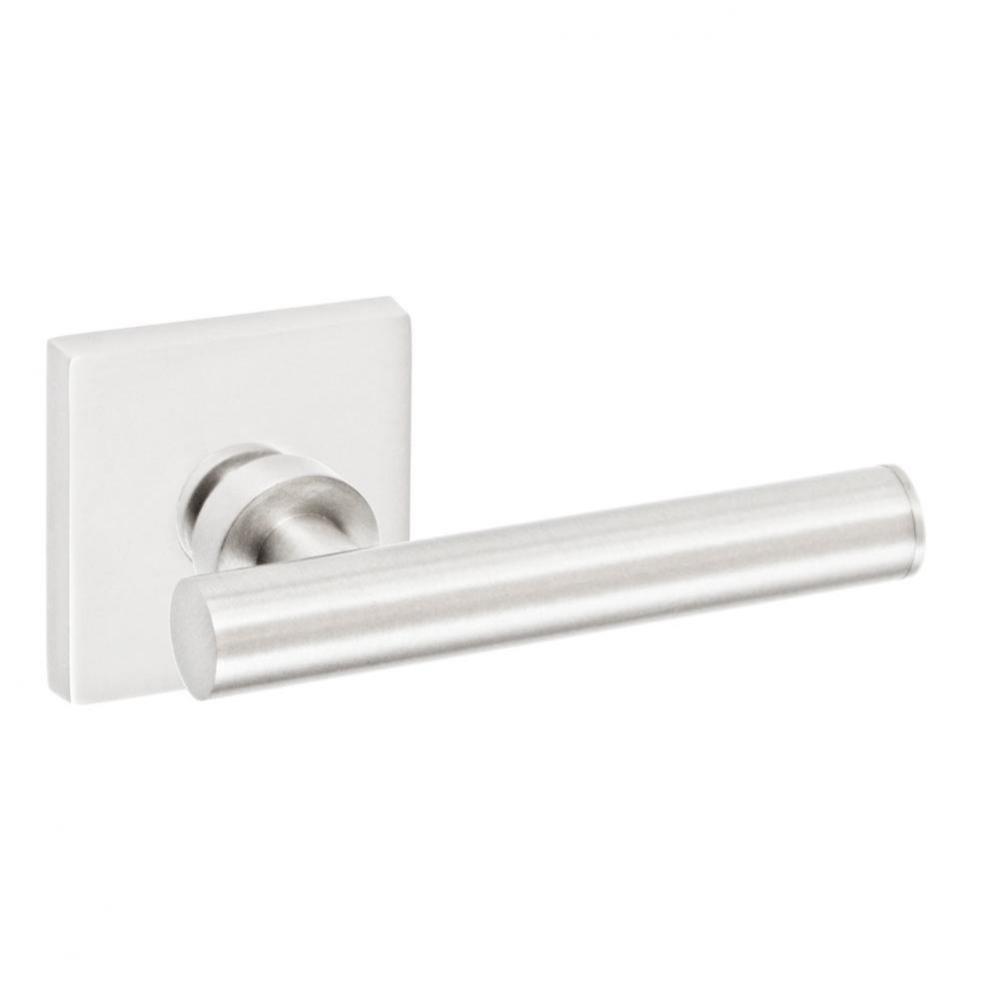 South Beach Lever with Square Rose Privacy Set in Brushed Nickel - Right