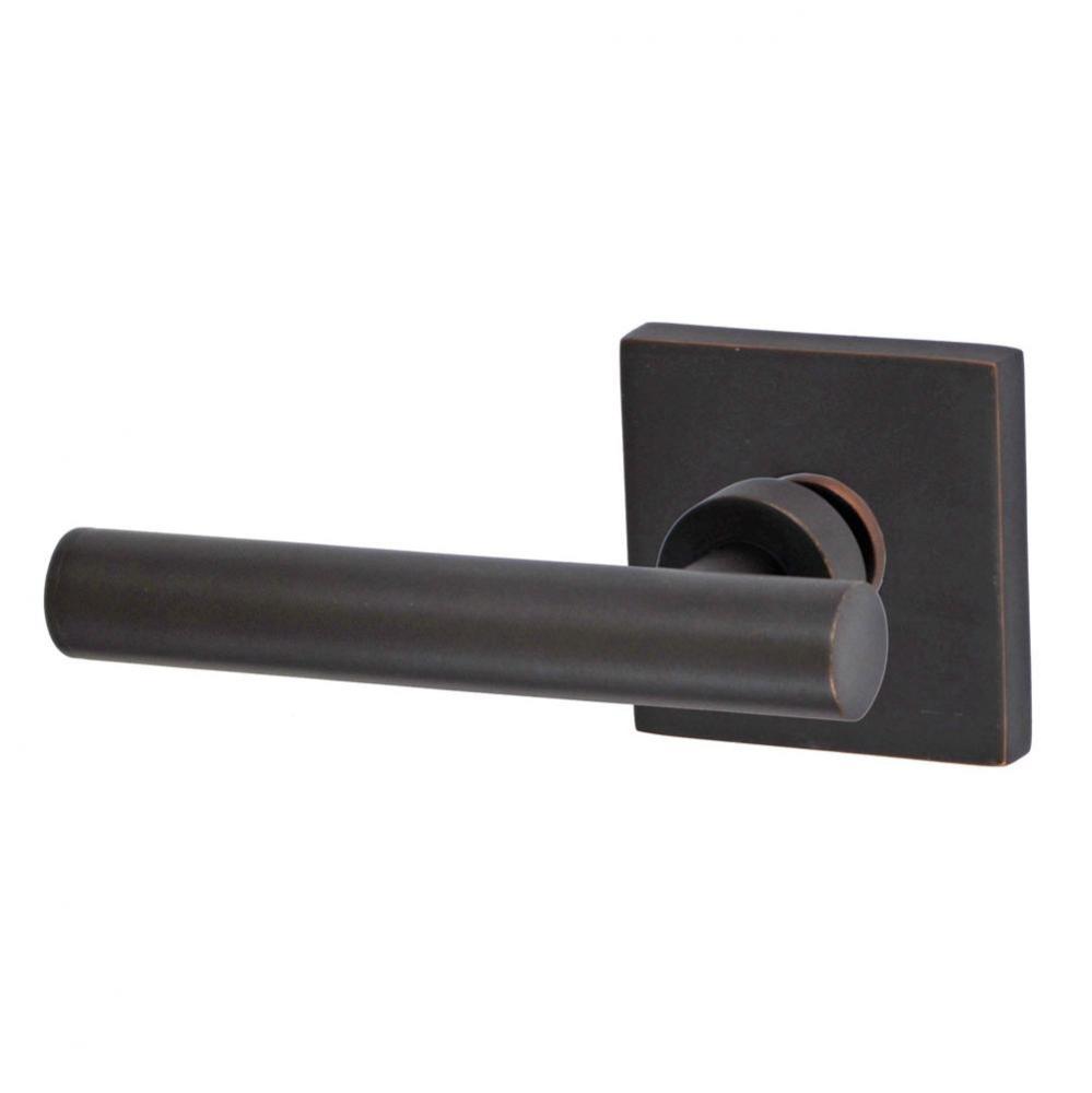 South Beach Lever with Square Rose Privacy Set in Oil Rubbed Bronze - Left