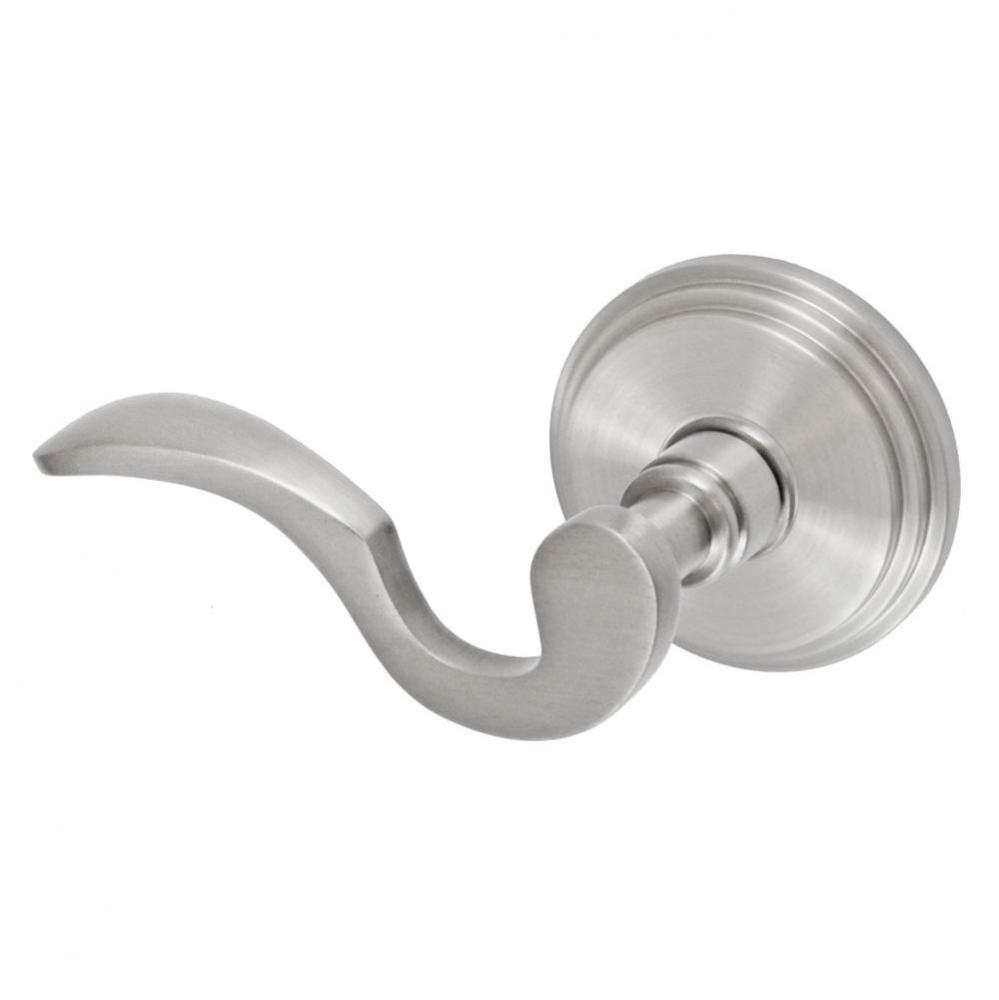 Drop Tail  Lever with Stepped  Rose Privacy Set in Brushed Nickel - Left