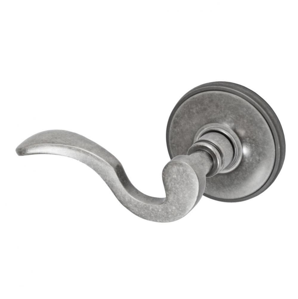 Drop Tail  Lever with Cambridge Rose Privacy Set in Antique Pewter - Left