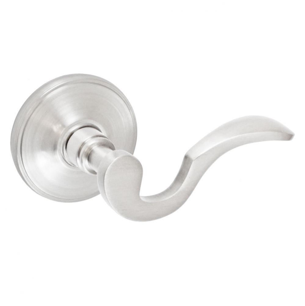 Drop Tail  Lever with Cambridge Rose Passage Set in Brushed Nickel - Right