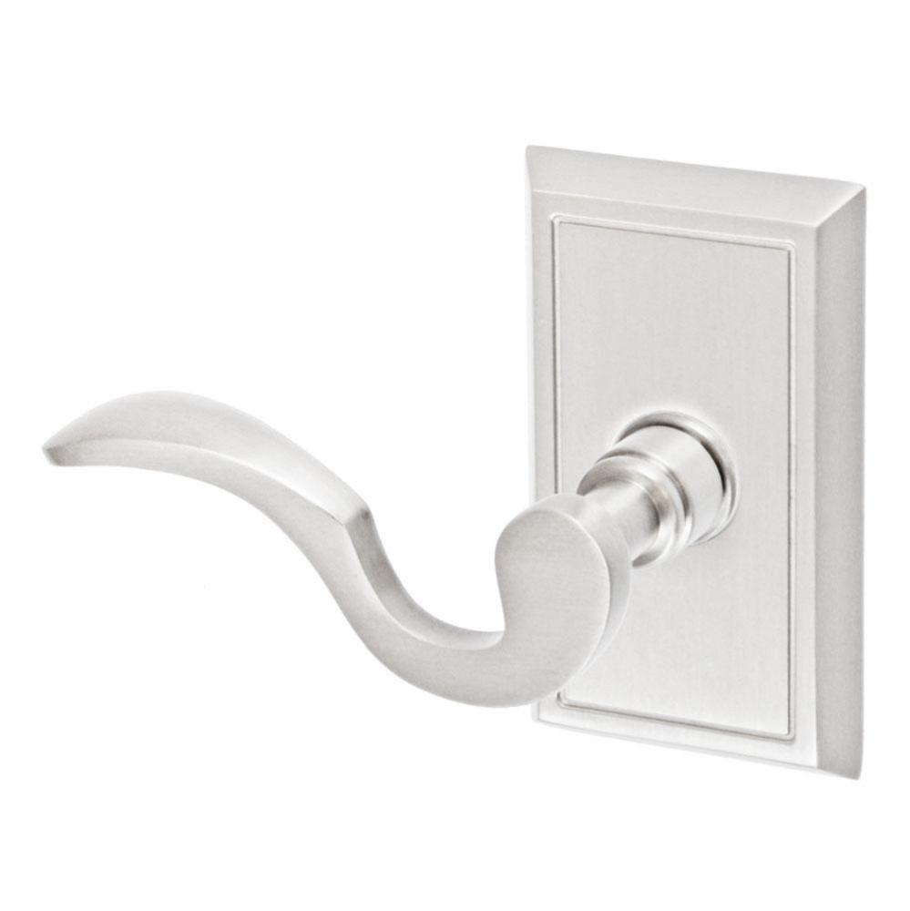 Drop Tail  Lever with Shaker Rose Privacy Set in Brushed Nickel - Left