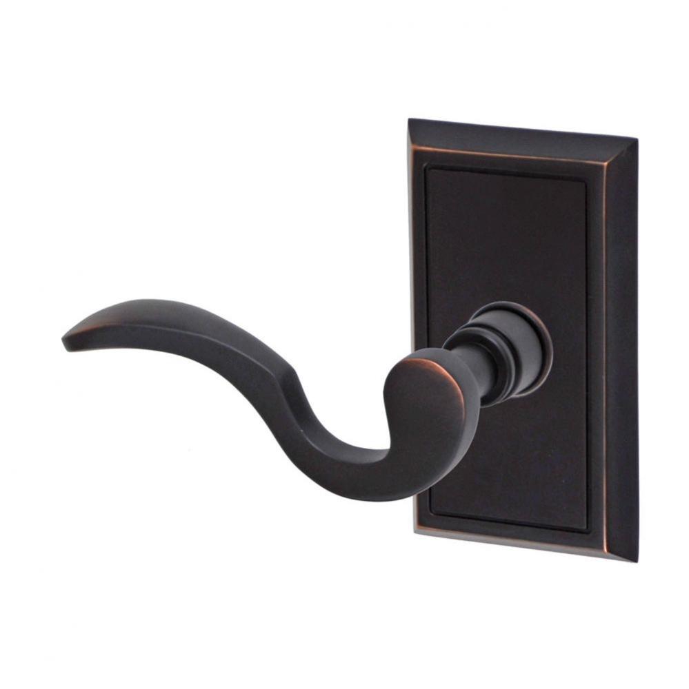 Drop Tail  Lever with Shaker Rose Privacy Set in Oil Rubbed Bronze - Left