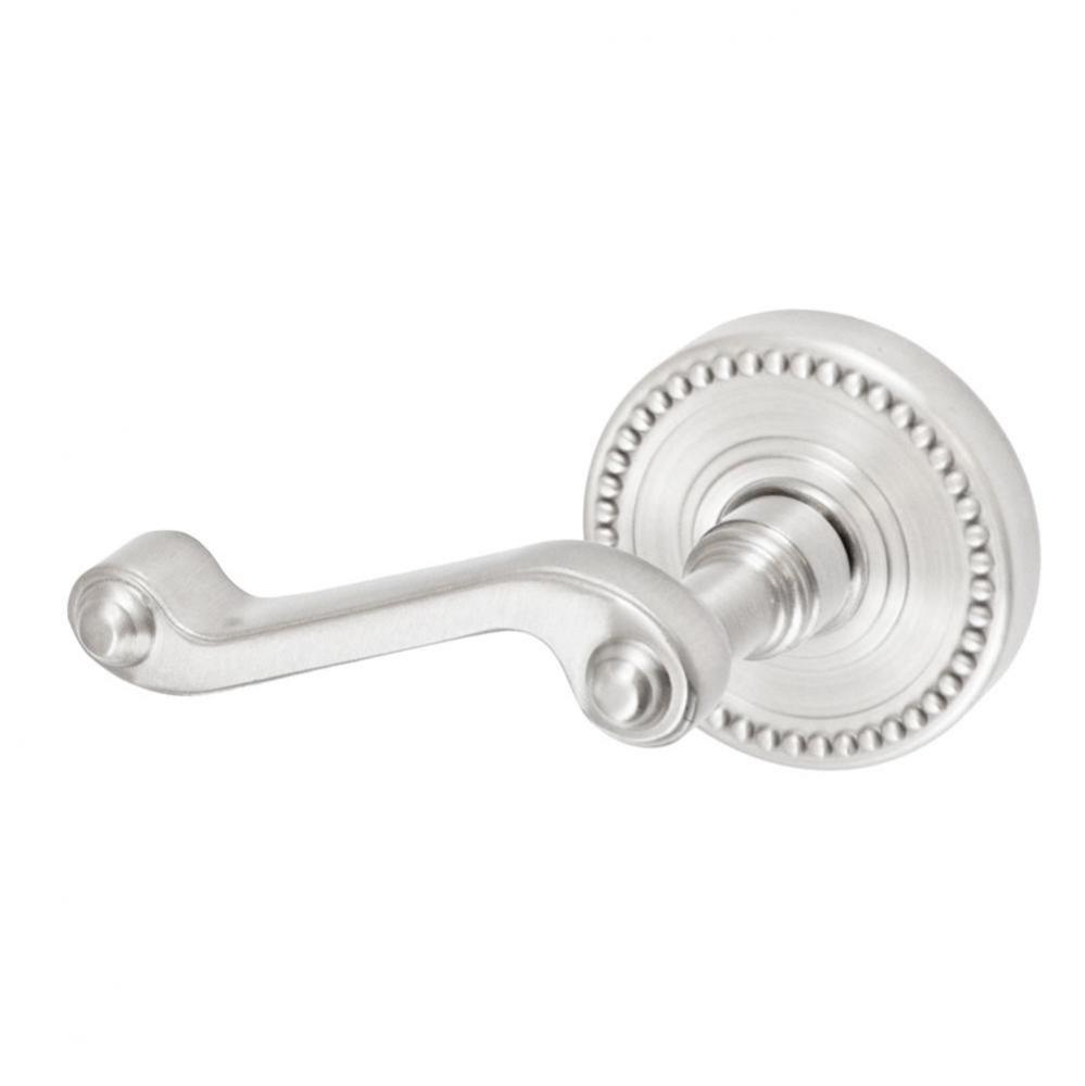 Ornate Lever with Beaded Rose Passage Set in Brushed Nickel - Left