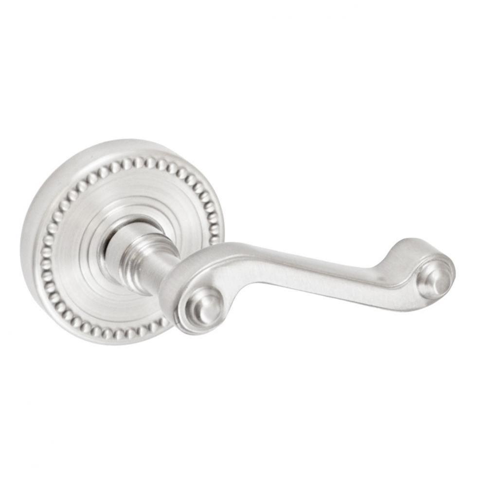 Ornate Lever with Beaded Rose Dummy Single in Brushed Nickel - Right