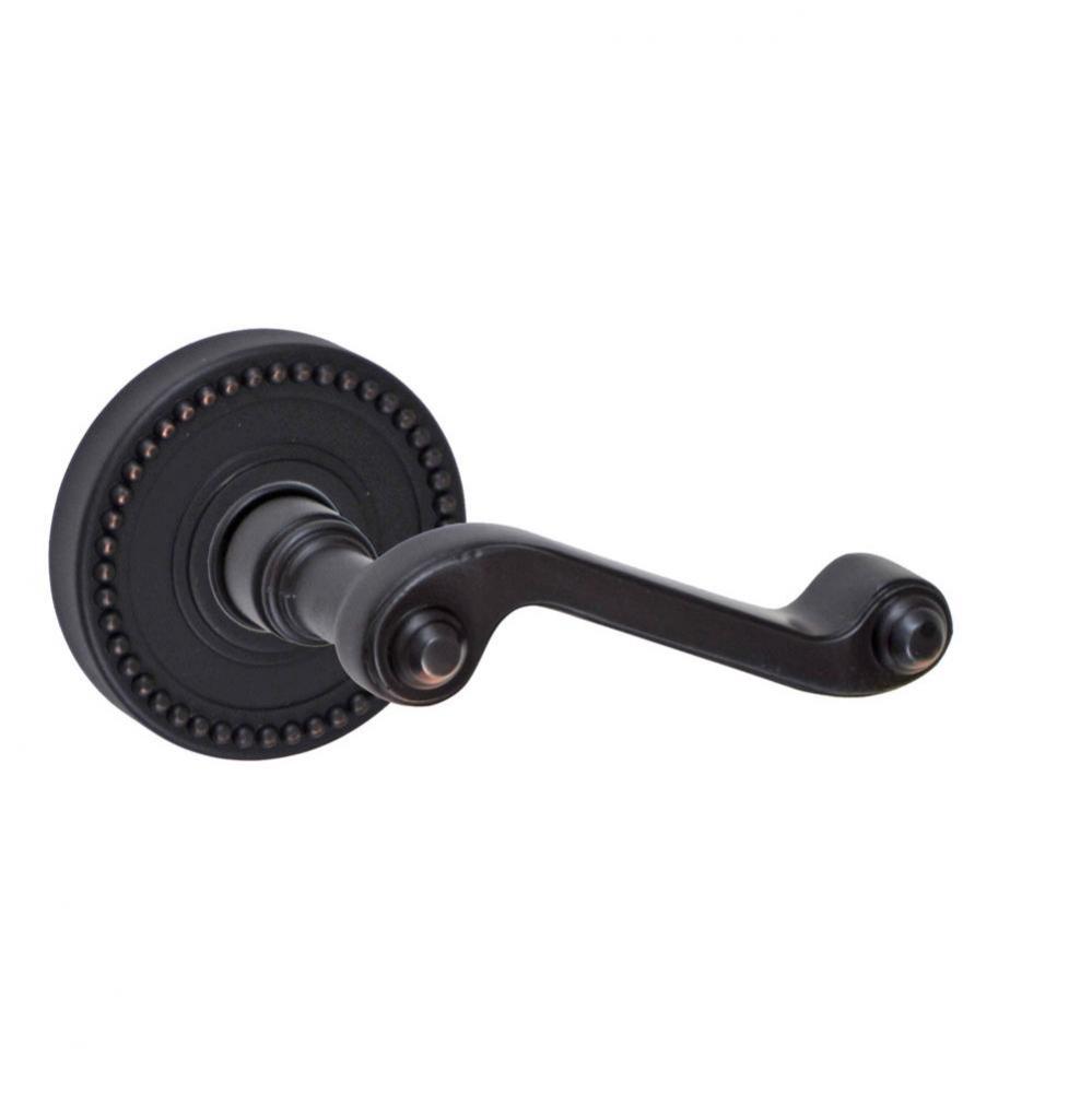 Ornate Lever with Beaded Rose Passage Set in Oil Rubbed Bronze - Right