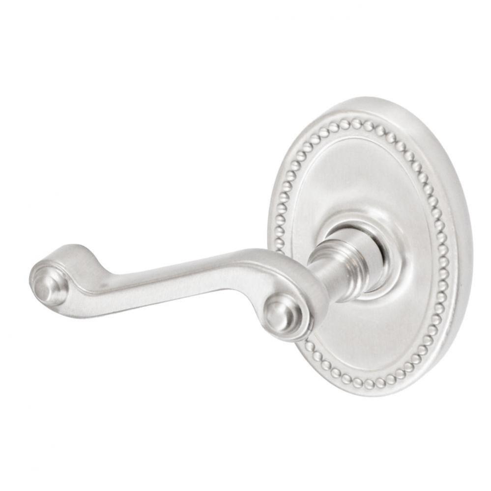 Ornate Lever with Oval Beaded Rose Dummy Single in Brushed Nickel - Left