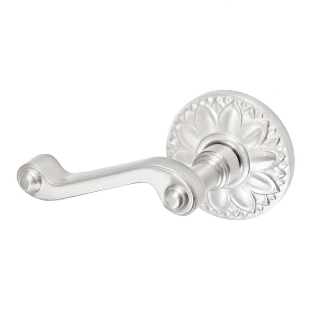 Ornate Lever with Floral Rose Passage Set in Brushed Nickel - Left