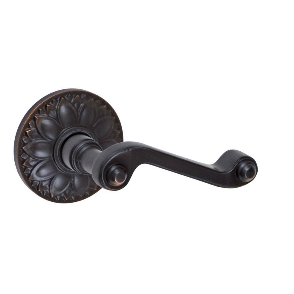Ornate Lever with Floral Rose Dummy Single in Oil Rubbed Bronze - Right