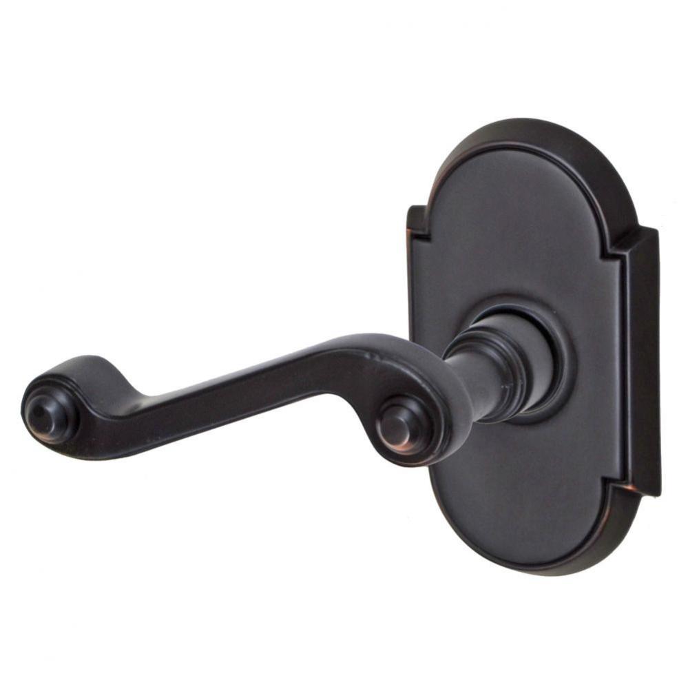 Ornate Lever with Tarvos Rose Privacy Set in Oil Rubbed Bronze - Left