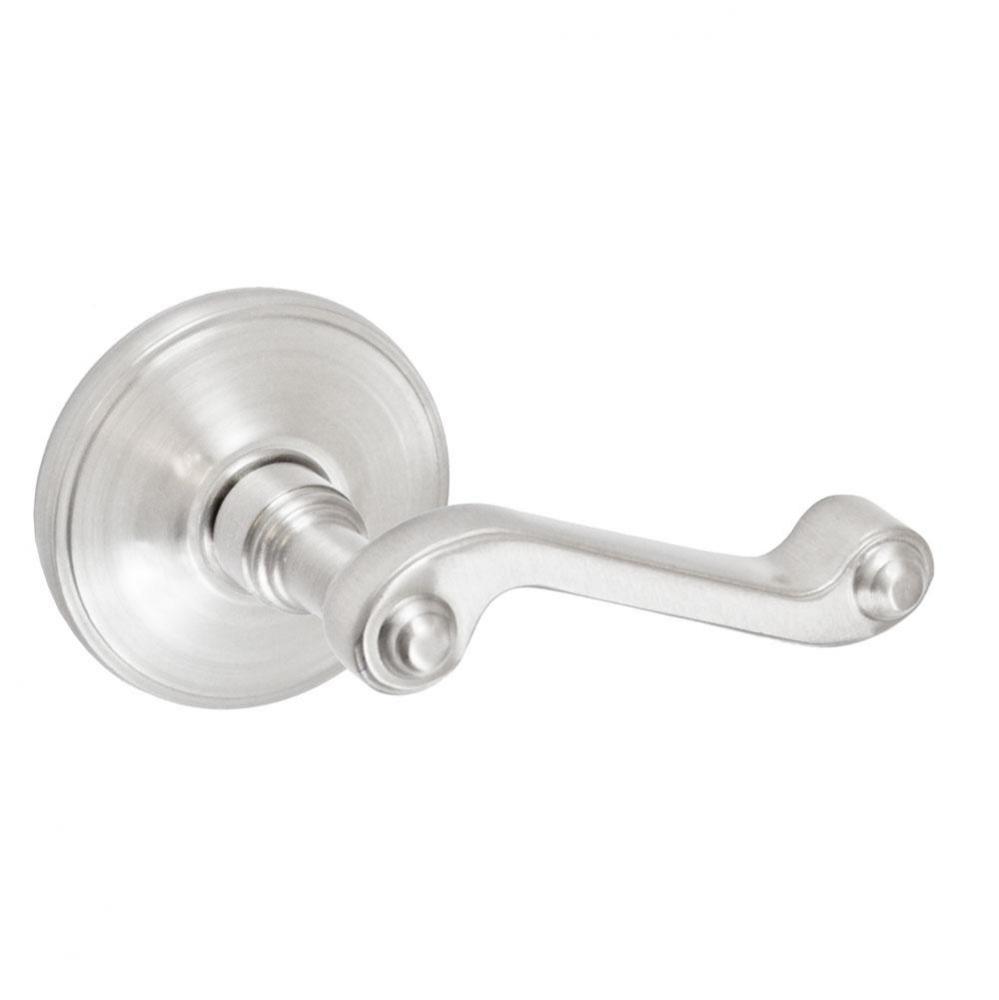 Ornate Lever with Cambridge Rose Privacy Set in Brushed Nickel - Right