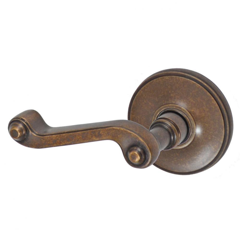 Ornate Lever with Cambridge Rose Dummy Single in Medium Bronze - Left