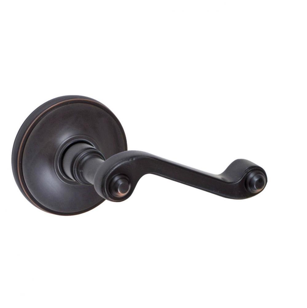 Ornate Lever with Cambridge Rose Privacy Set in Oil Rubbed Bronze - Right