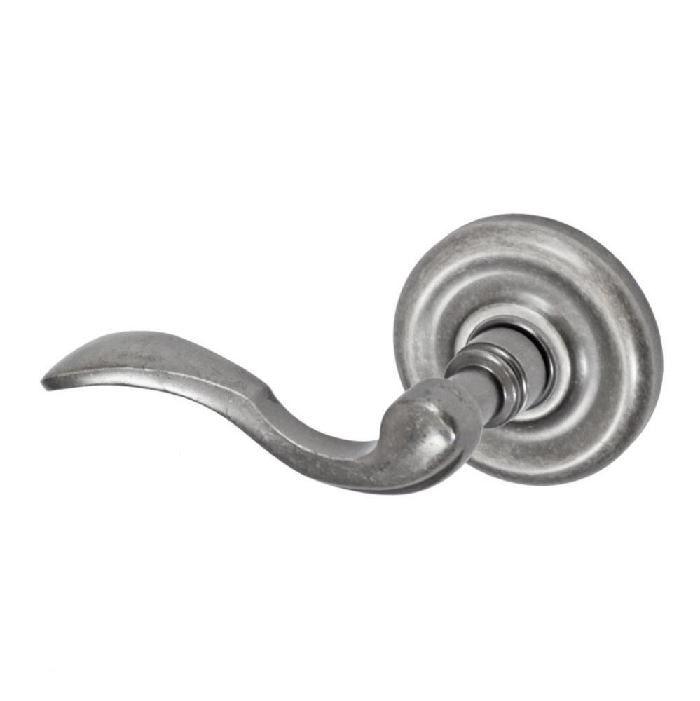 Paddle Lever with Contoured Radius Rose Passage Set in Antique Pewter - Left