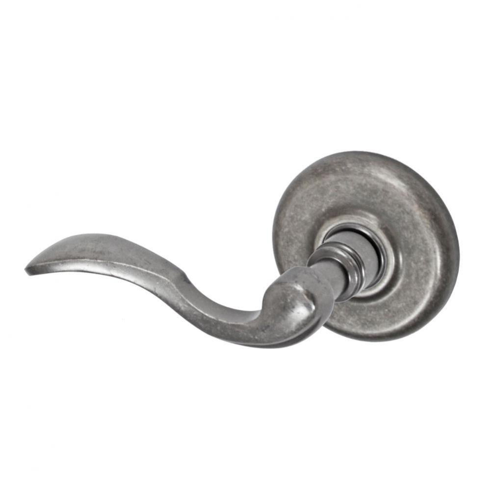 Paddle Lever with Radius  Rose Passage Set in Antique Pewter - Left