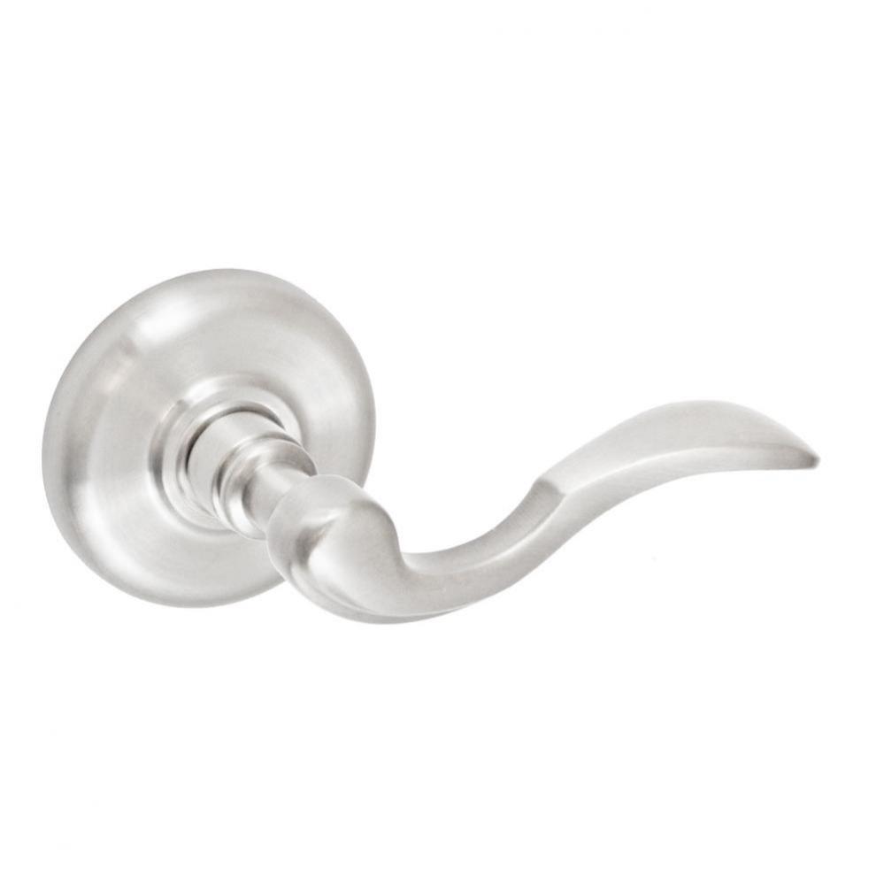 Paddle Lever with Radius  Rose Passage Set in Brushed Nickel - Right