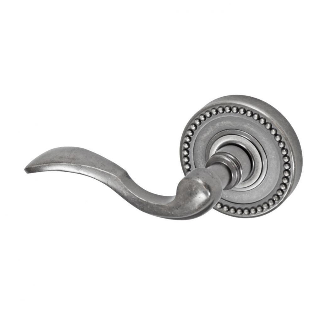 Paddle Lever with Beaded Rose Dummy Single in Antique Pewter - Left